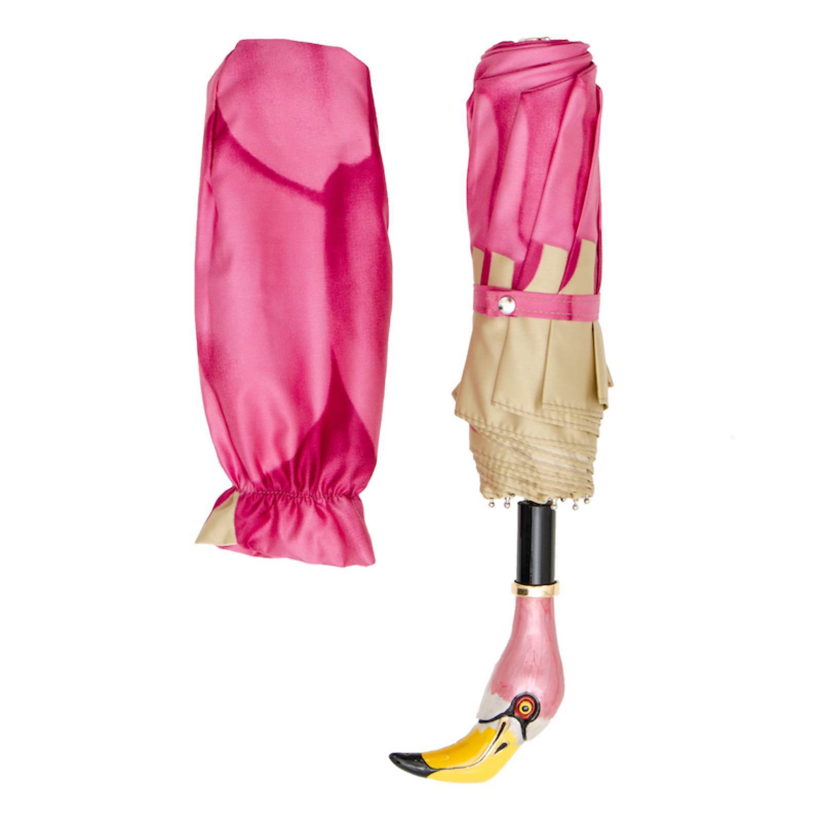 Folding Flamingo Umbrella – Handmade Italian Compact Travel Rain Accessory