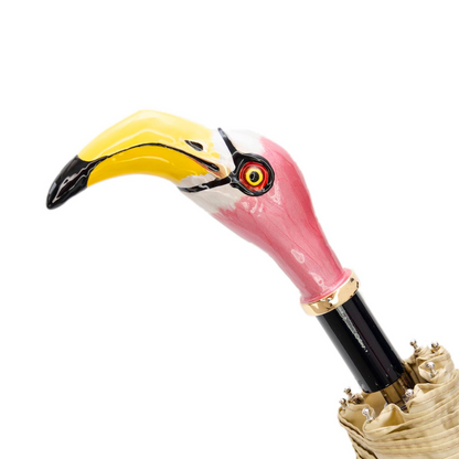 Folding Flamingo Umbrella – Handmade Italian Compact Travel Rain Accessory