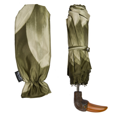 Folding Umbrella – Handmade Italian Green Toucan Floral Compact Rain Umbrella