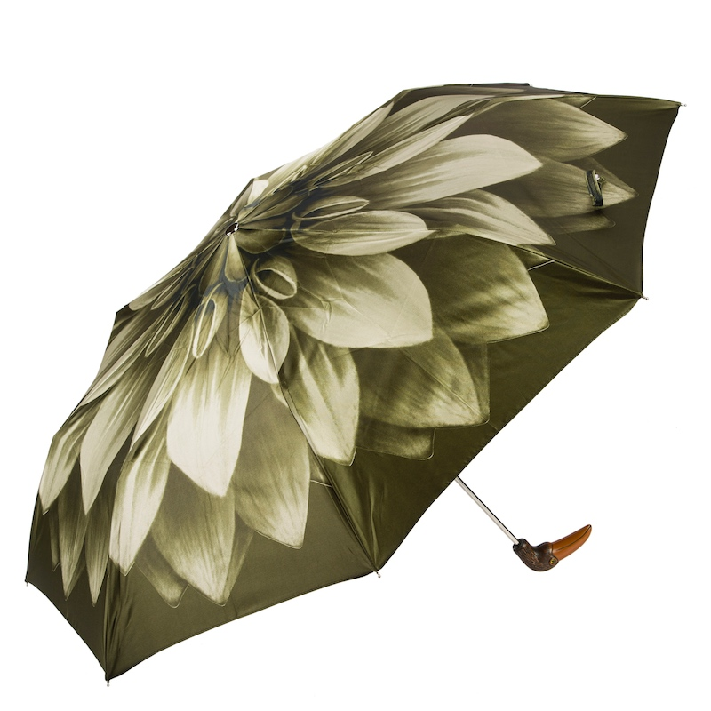 Folding Umbrella – Handmade Italian Green Toucan Floral Compact Rain Umbrella