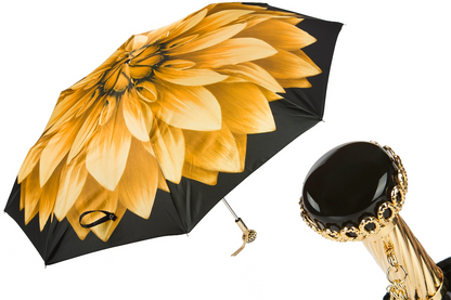 Golden Folding Umbrella – Handmade Italian Folding Umbrellas With Floral Canopy