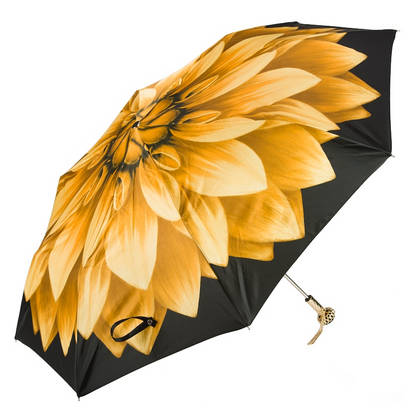 Golden Folding Umbrella – Handmade Italian Folding Umbrellas With Floral Canopy
