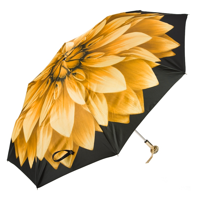 Golden Folding Umbrella – Handmade Italian Folding Umbrellas With Floral Canopy