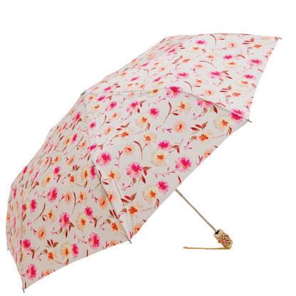 Folding Umbrella – Handmade Italian Flowered Design With Acetate Brass Handle