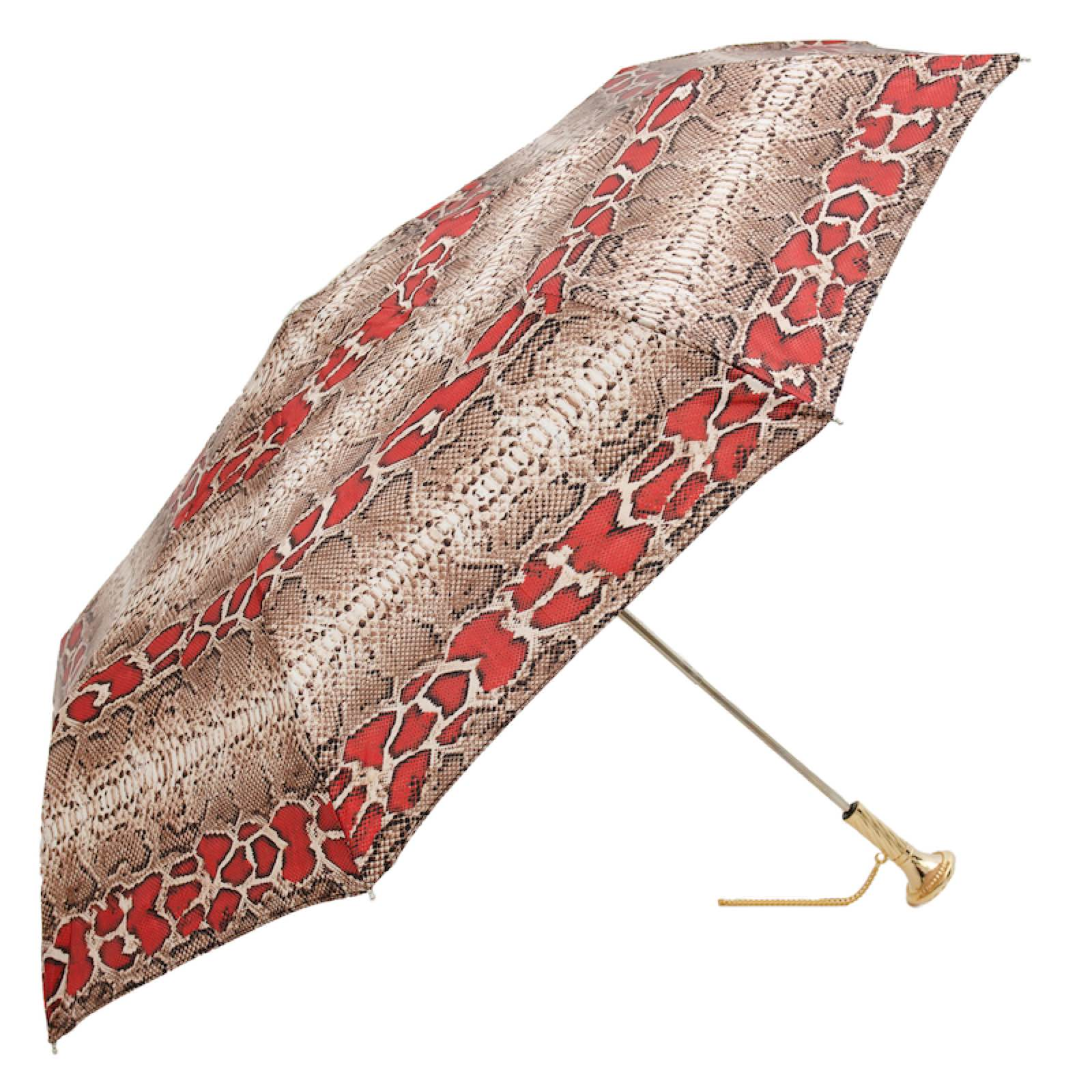 Python Print Umbrella – Brass Handle Folding Rain Umbrella, Manual Open