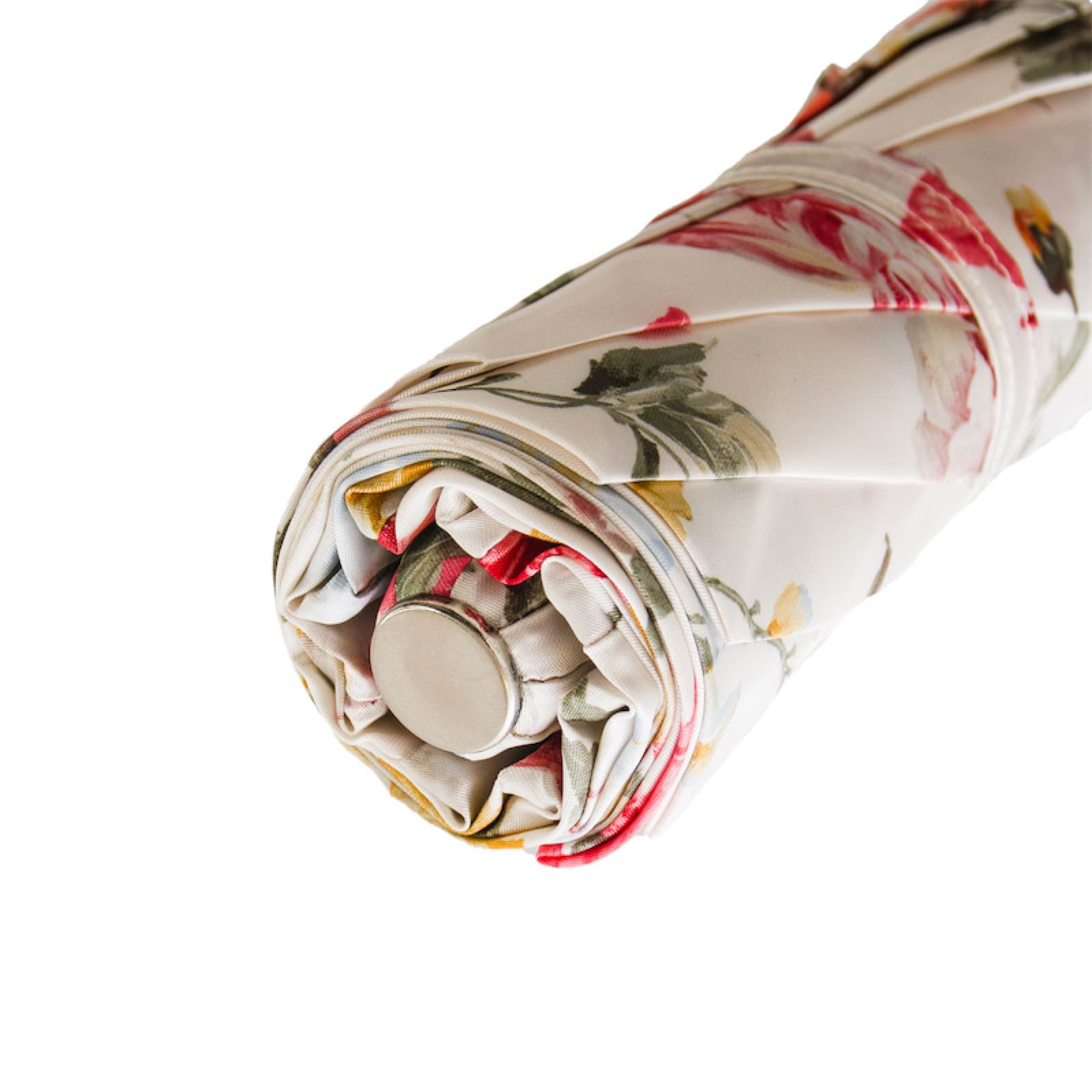 Floral Folding Umbrella – Luxury Handmade Italian Compact Rain Shield With Leather Handle