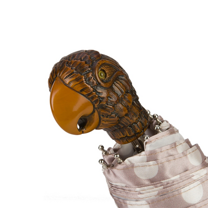 Folding Umbrella – Polka Dot Umbrella with Parrot Handle | Handmade Italian Rain Gear