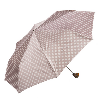 Folding Umbrella – Polka Dot Umbrella with Parrot Handle | Handmade Italian Rain Gear