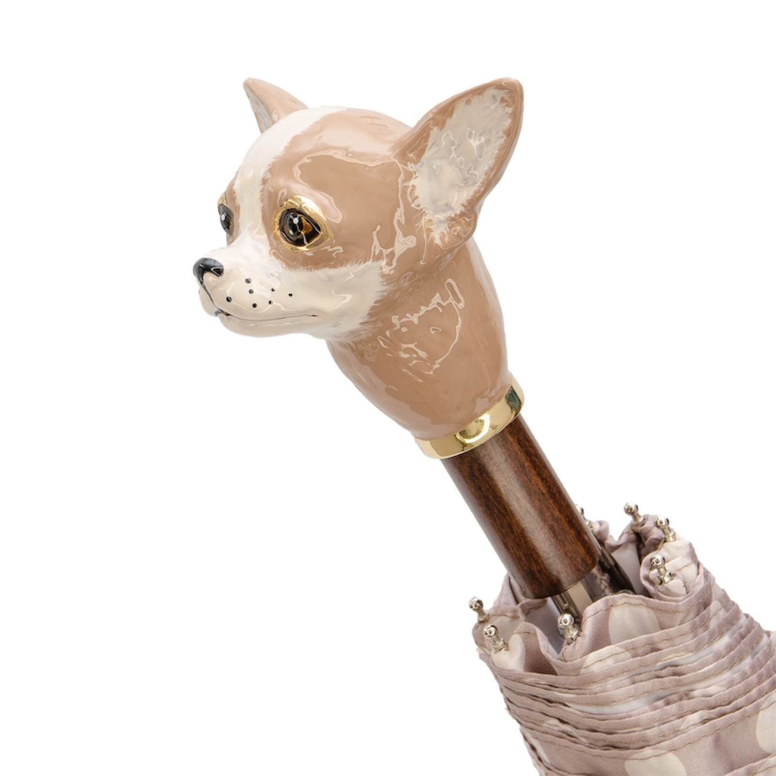 Luxury Folding Umbrella – Handmade Italian Chihuahua Handle with Polyester Canopy