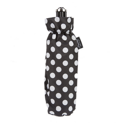 Folding Umbrella – Black Polka Dot Compact Rain Umbrella with Acetate Handle