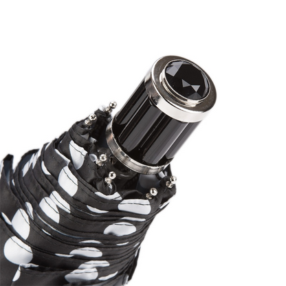 Folding Umbrella – Black Polka Dot Compact Rain Umbrella with Acetate Handle