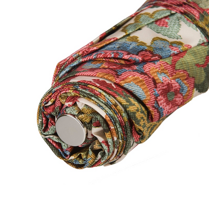 Folding Umbrella – Flowered Design with Duck Handle | Handmade Italian Compact Umbrella