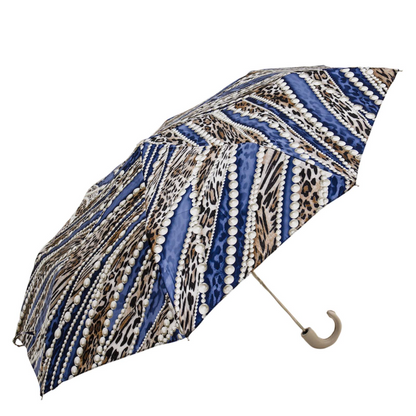 Folding Umbrella Pearl – Handmade Italian Compact Rain Umbrella with Luxury Leather Handle