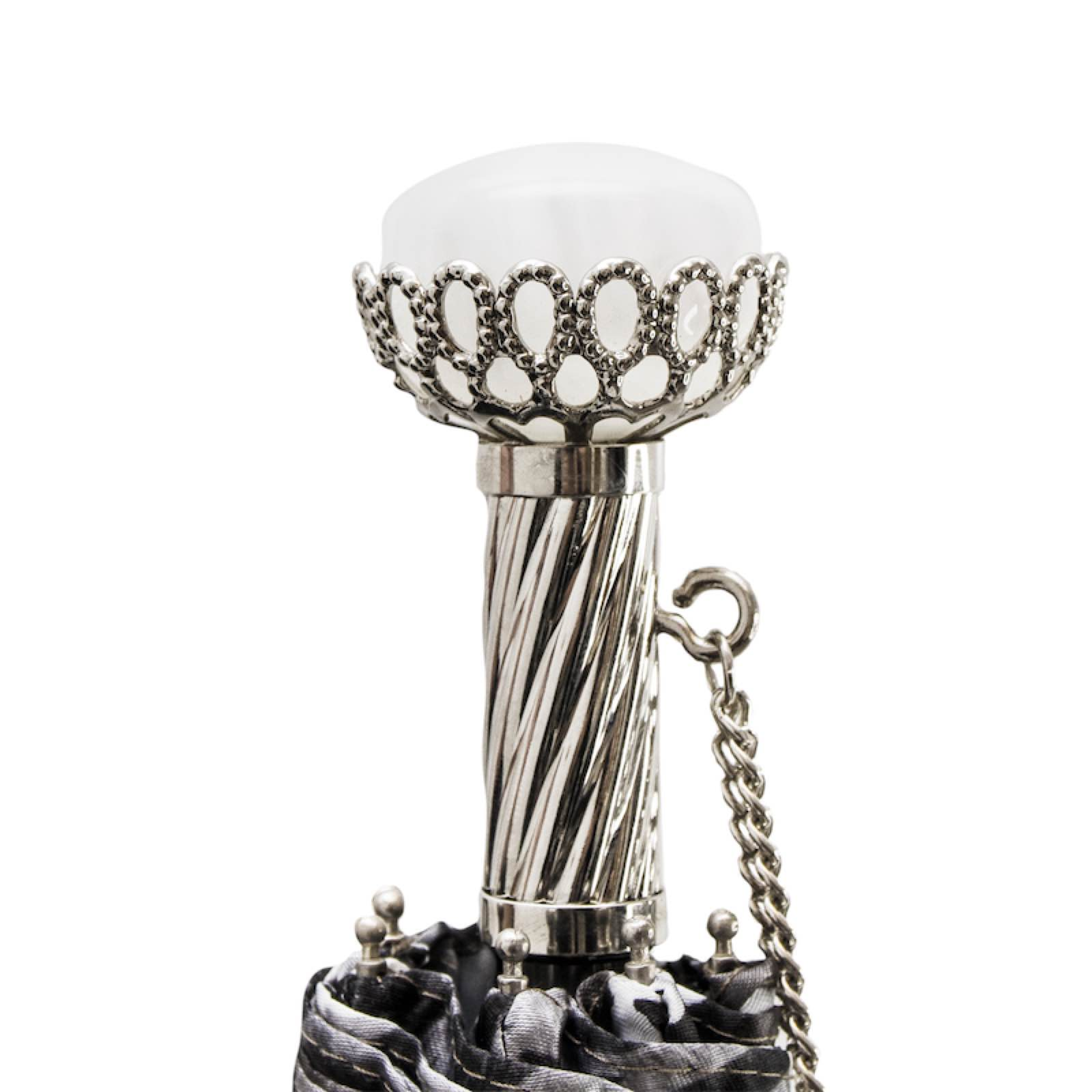 Folding Umbrella – Pearl Print Rain Umbrella with Luxury Handle, Handmade Italian