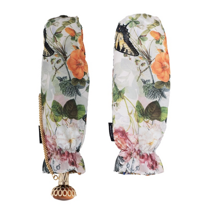Folding Umbrella – Handmade Italian Butterfly Print with Jeweled Brass Handle