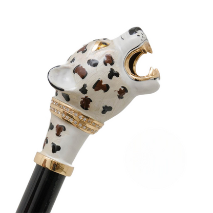Folding Umbrella – Jaguar Motif With Enameled Brass Handle | Handmade Italian Rain Gear