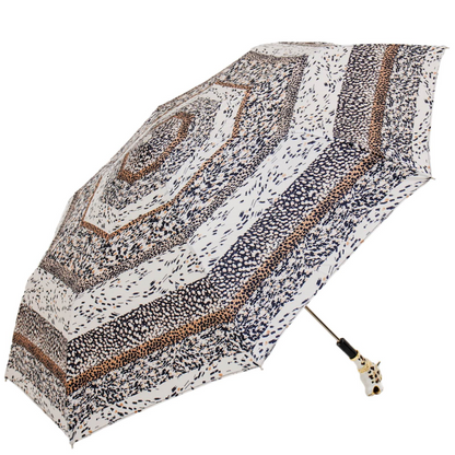 Folding Umbrella – Jaguar Motif With Enameled Brass Handle | Handmade Italian Rain Gear