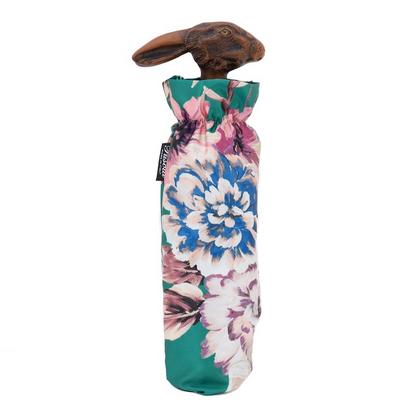 Folding Umbrella – Rabbit Handle, Flower Print, Manual Open, Compact Rain Gear