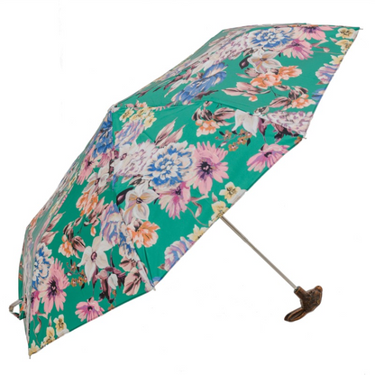 Folding Umbrella – Rabbit Handle, Flower Print, Manual Open, Compact Rain Gear