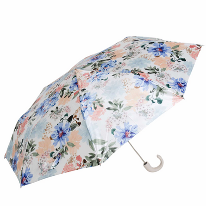 Leather Handle Umbrella – Floral Folding Manual Opening Compact Rain Protection