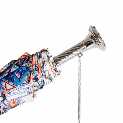 Brass Handle Umbrella - Folding Manual Opening with Durable Polyester Canopy