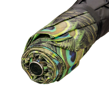 Peacock Folding Umbrella - Handmade Italian Brass Handle, Manual Opening