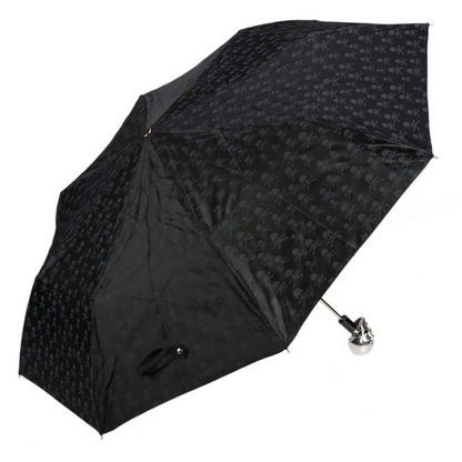 Silver Skull Umbrella – Handmade Italian Folding Rain Umbrella with Durable Polyester Canopy