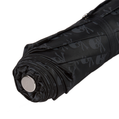Silver Skull Umbrella – Handmade Italian Folding Rain Umbrella with Durable Polyester Canopy