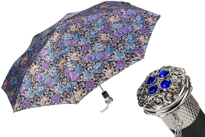 Flowered Folding Umbrella – Automatic Open-Close, Handmade Italian Luxury