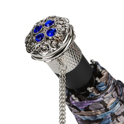 Flowered Folding Umbrella – Automatic Open-Close, Handmade Italian Luxury