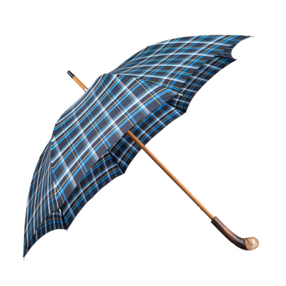 Stylish handcrafted Italian umbrella by Ilmarchesato with a natural chestnut root handle, designed for men.