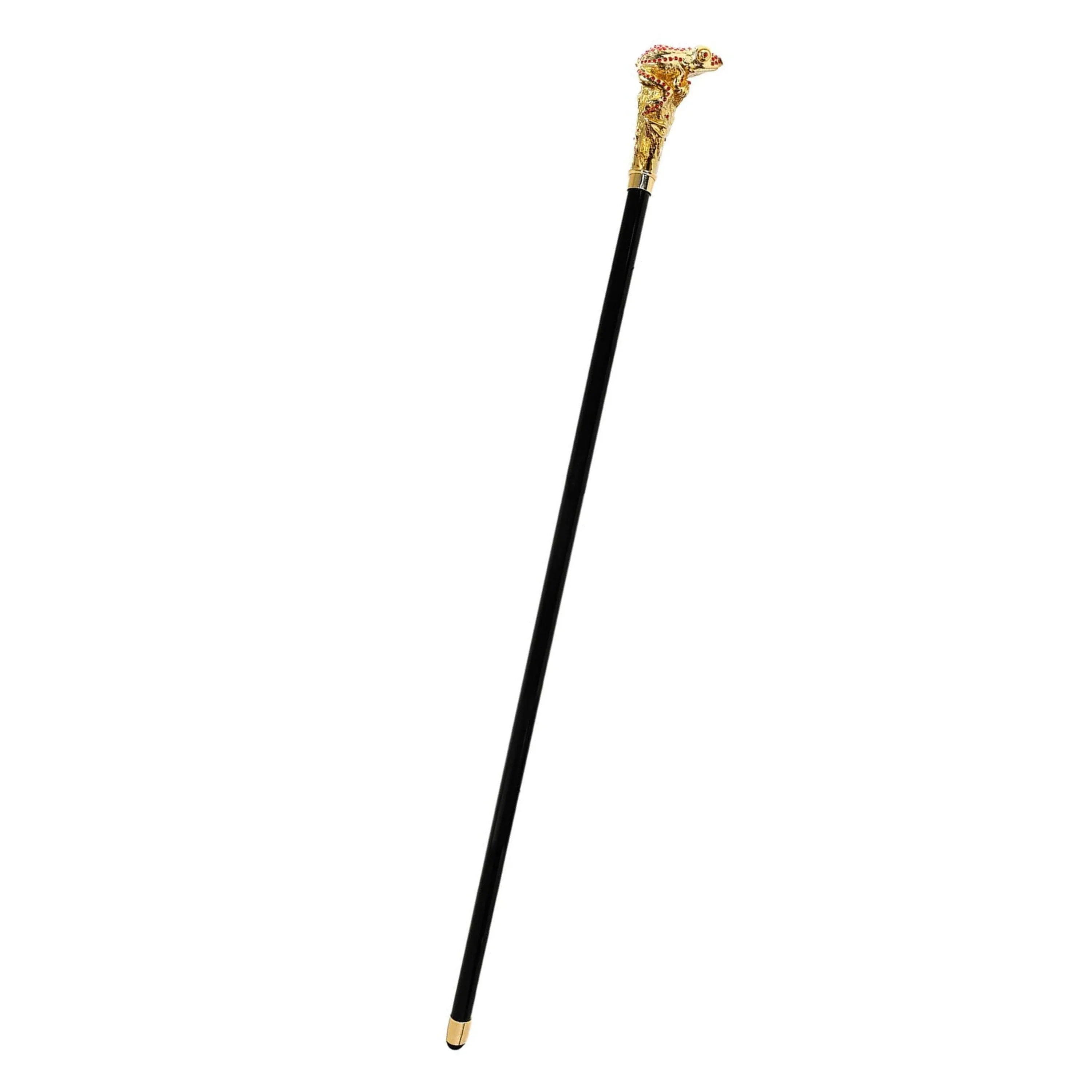 Luxury Gold Walking Cane – 24K Gold-Plated Frog Handle with Swarovski Crystals