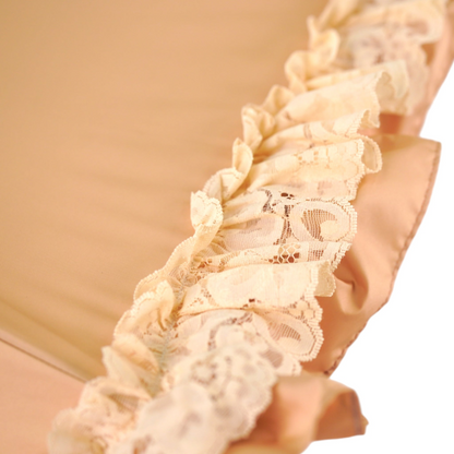 Retro Umbrella Parasol – Italian Handmade Satin Fabric With Lace Ruffles