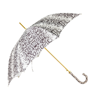 Designer Python Umbrella – Luxury Rain Protection Gear With Satin Canopy & Leather Handle
