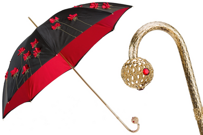 Luxury Brass Umbrella – Manual Opening, Italian Made Rain Gear With Brass Handle