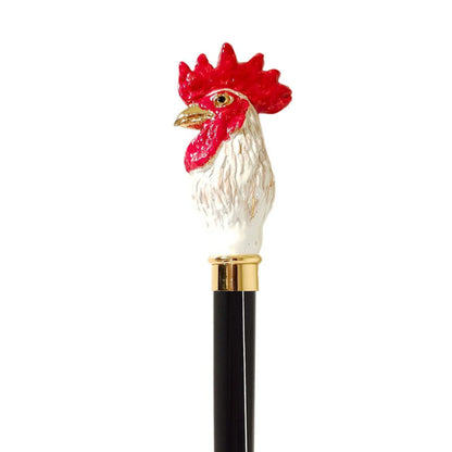 Luxury Gold Walking Cane – 24K Gold-Plated Rooster Design With Black Lacquer Shaft