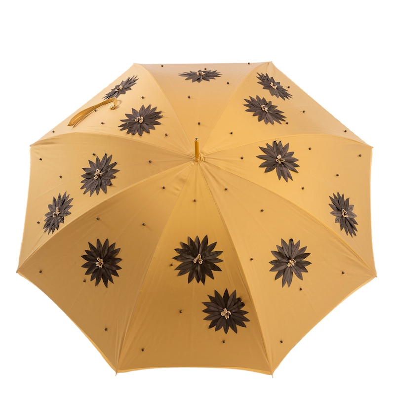 Luxury Sunflower Umbrella – Handmade Italian Double Cloth Canopy with Swarovski Handle