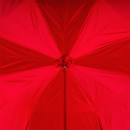 Leather Handle Umbrella – Double Cloth Red Rose Umbrella with Luxury Leather Grip
