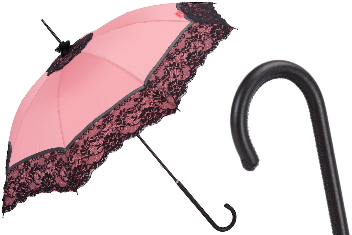 Lace Parasol – Vintage Italian Umbrella With Handmade Leather Handle