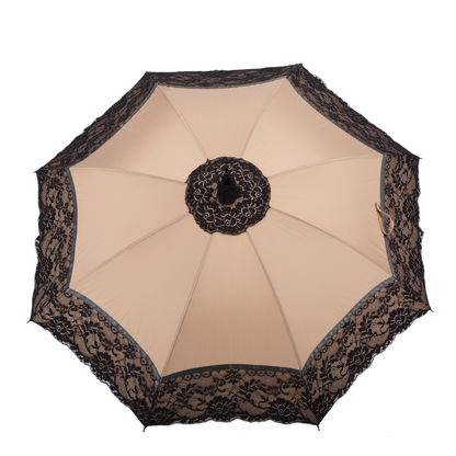 Handmade Lace Parasol – Italian Lace Umbrella with Genuine Leather Handle
