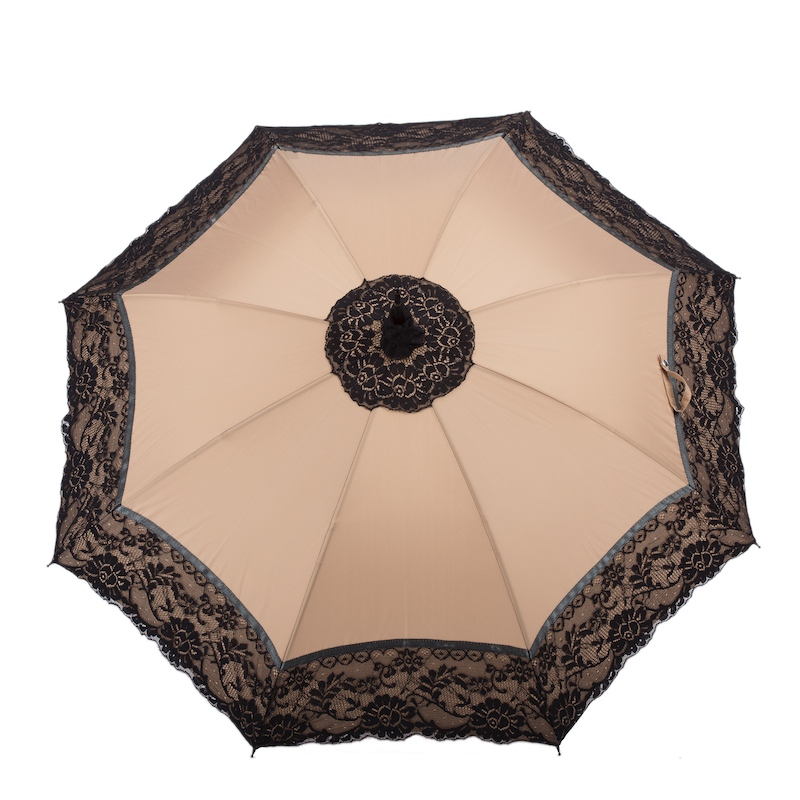 Handmade Lace Parasol – Italian Lace Umbrella with Genuine Leather Handle