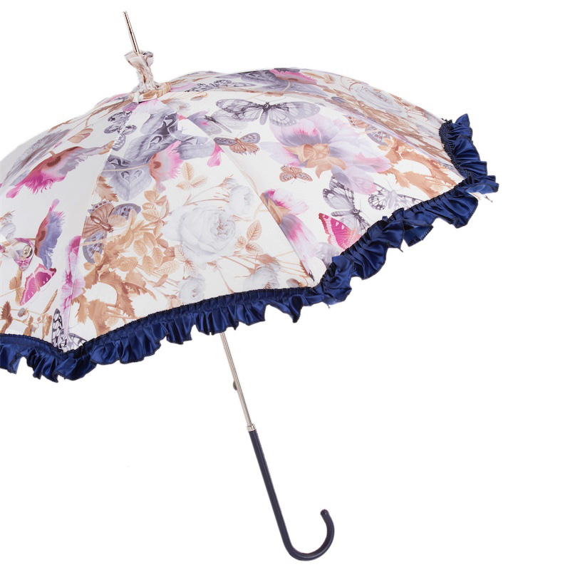 Retro Butterfly Parasol – Handmade Italian Umbrella With Leather Handle