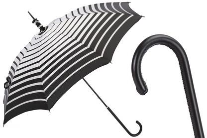 Striped Parasol Umbrella – Handmade Italian Rain Umbrella With Leather Handle