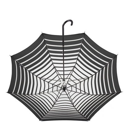 Striped Parasol Umbrella – Handmade Italian Rain Umbrella With Leather Handle