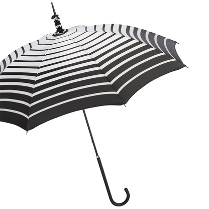 Striped Parasol Umbrella – Handmade Italian Rain Umbrella With Leather Handle