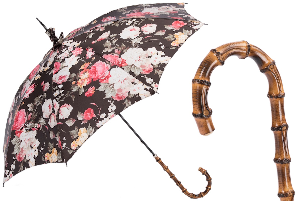 Flowered Parasol – Handmade Rain Umbrella with Bamboo Handle | Stylish Ladies Umbrella