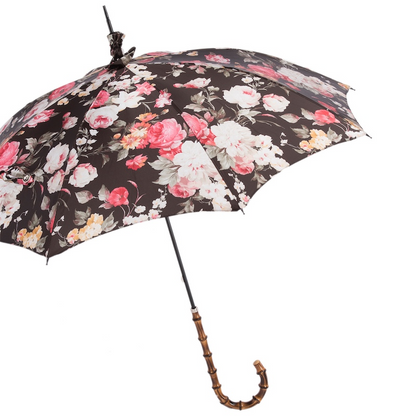 Flowered Parasol – Handmade Rain Umbrella with Bamboo Handle | Stylish Ladies Umbrella