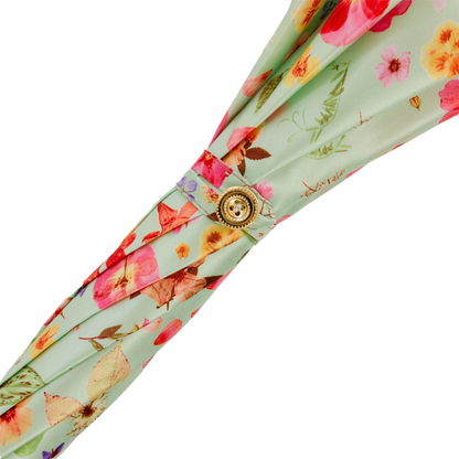 Italian Floral Parasol – Handmade Umbrella with Romantic Floral Canopy & Malacca Wood Handle