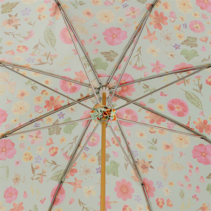 Italian Floral Parasol – Handmade Umbrella with Romantic Floral Canopy & Malacca Wood Handle