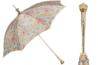 Flowered Parasol – Handmade Italian Umbrella | Manual Opening, Rainproof Polyester Canopy